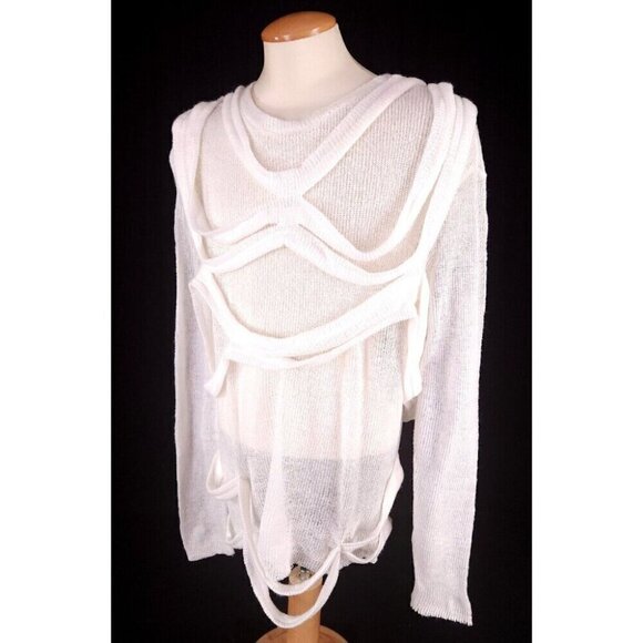 Who Decides War by MRDR BRVDO Webbed Sweater M Cloud Defect New - Picture 6 of 16